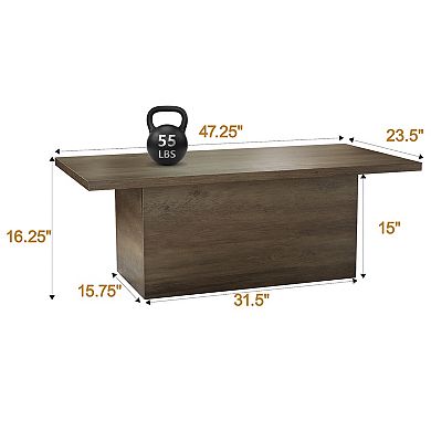 Farmhouse Coffee Table, 47.25" Modern Center Tables Wood Cocktail Table, Home Office & Lounge