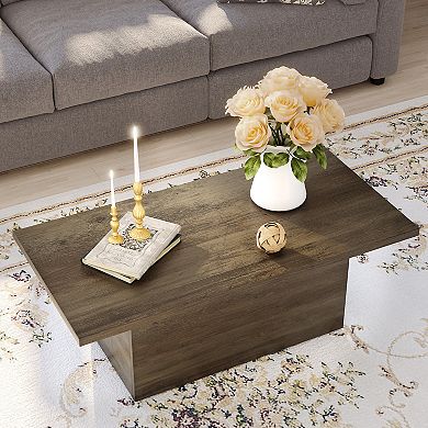 Farmhouse Coffee Table, 47.25" Modern Center Tables Wood Cocktail Table, Home Office & Lounge