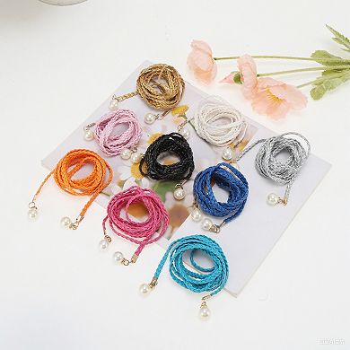 Pearl Braiding Woven Rope Belt 1 Pc