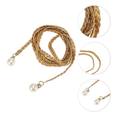 Pearl Braiding Woven Rope Belt 1 Pc