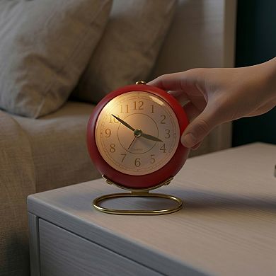 Planet Design Desk Alarm Clock Minimalist Metal Frame Non-Tick Perfect for Study 4.1" x 2.5" x 3.5"