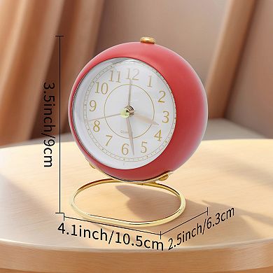 Planet Design Desk Alarm Clock Minimalist Metal Frame Non-Tick Perfect for Study 4.1" x 2.5" x 3.5"