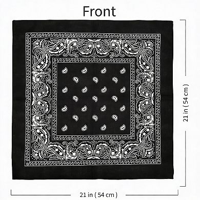 6 Pack Paisley Bandanas, 21x21 Inches, 100% Cotton, Multi Color