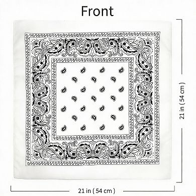 6 Pack Paisley Bandanas, 21x21 Inches, 100% Cotton, Multi Color