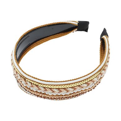 Faux Pearls Sequins Headband for Women 1 Pc