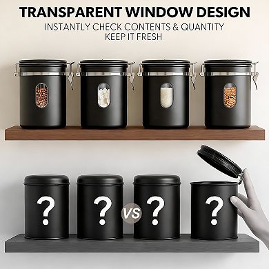 22oz Airtight Stainless Steel Coffee Canister with Window & Date Tracker