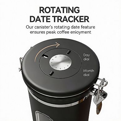 22oz Airtight Stainless Steel Coffee Canister with Window & Date Tracker