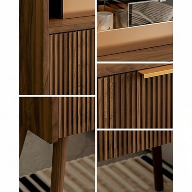 AKSZRI Modern Nightstand - Storage Drawer & Shelf, Solid Wood Accent Table for Bedroom