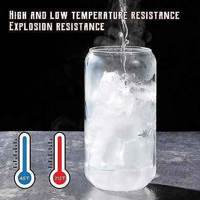 4-Piece Glass Drinking Set with100% Bamboo Lids & Straws