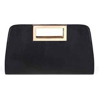 AKSZRI Leather Cut-Out Clutch - Convertible Evening Purse for Wedding & Party