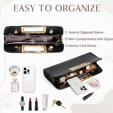 AKSZRI Leather Cut-Out Clutch - Convertible Evening Purse for Wedding & Party