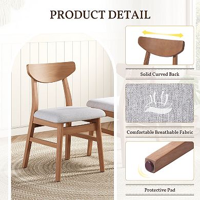 Merax 3-Piece Modern Table Set - Triangular Side Table & 2 Curved Wood Chairs