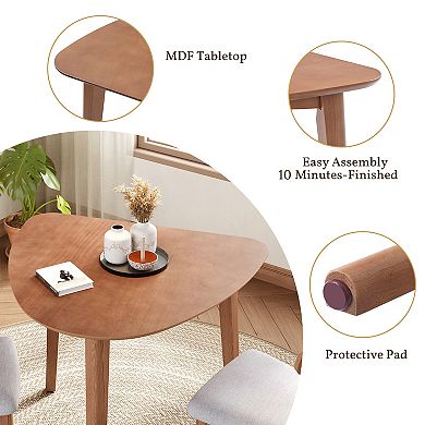 Merax 3-Piece Modern Table Set - Triangular Side Table & 2 Curved Wood Chairs