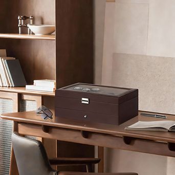 Watch & Sunglass Organizer with Glass Lid and Lock for Men