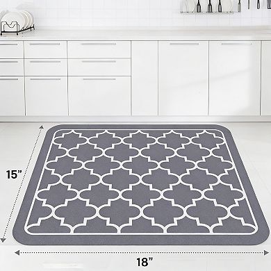 Super Absorbent Dish Drying Mat, 15"x18", Easy Clean, Grey