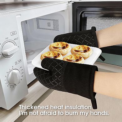 4-piece Heat Resistant Silicone Oven Mitts & Pot Holders Set