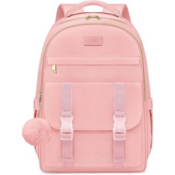 AKSZRI Pink Anti-Theft Laptop Backpack for Teen Girls - 15.6" School & Travel Bag
