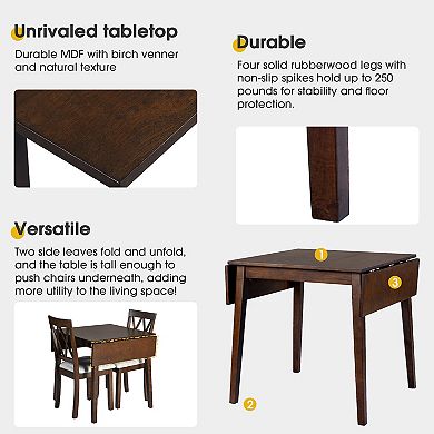 Merax 5 Piece Extendable Dining Set Farmhouse Style, Small Kitchen Table Set