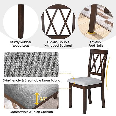 Merax 5 Piece Extendable Dining Set Farmhouse Style, Small Kitchen Table Set