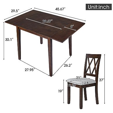 Merax 5 Piece Extendable Dining Set Farmhouse Style, Small Kitchen Table Set