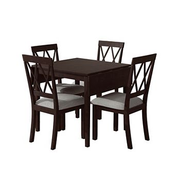 Merax 5 pc Extendable Dining Set Farmhouse Style, Small Kitchen Table Set