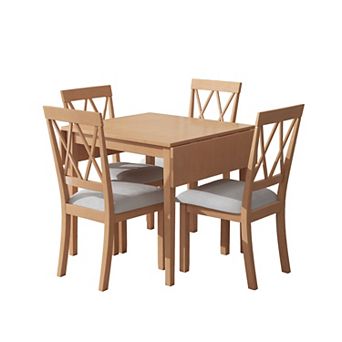 Merax 5 pc Extendable Dining Set Farmhouse Style, Small Kitchen Table Set