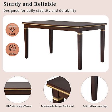 Merax 6-Piece Kitchen Dining Table Set, 60" Rectangular Table and 4 High-Back Tufted Chairs & Bench