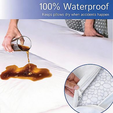 2-Pack Waterproof Zippered Pillow Protectors