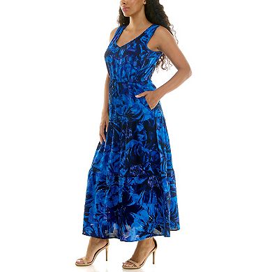 Women's Nina Leonard V-Neck Waist Tiered Dress