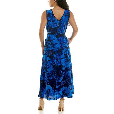 Women's Nina Leonard V-Neck Waist Tiered Dress