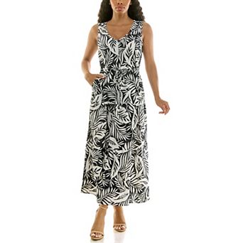 Women's Nina Leonard V-Neck Waist Tiered Dress