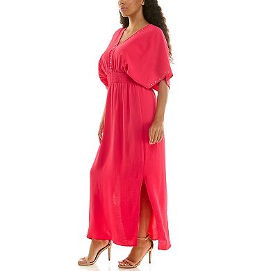 Women's Nina Leonard V-Neck Heat Seal Maxi Dress