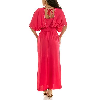 Women's Nina Leonard V-Neck Heat Seal Maxi Dress