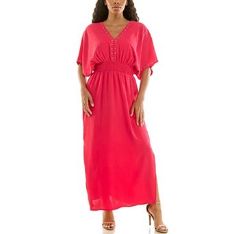 Women's Nina Leonard V-Neck Heat Seal Maxi Dress