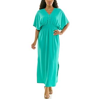 Women's Nina Leonard V-Neck Heat Seal Maxi Dress