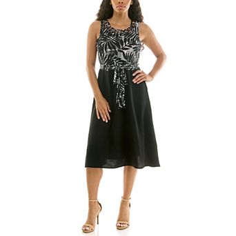 Women's Nina Leonard Sleeveless Self Tie Midi Dress