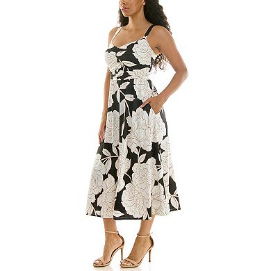 Women's Nina Leonard Shirred Bodice Midi Dress