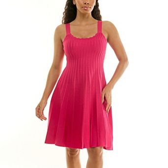 Women's Nina Leonard Sleeveless Fit & Flare Ribbed Sweater Dress