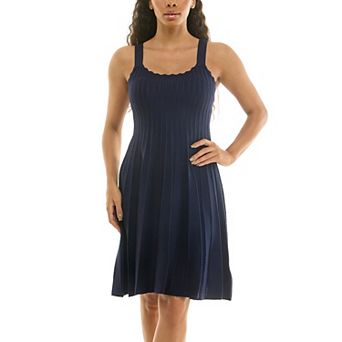 Women's Nina Leonard Sleeveless Fit & Flare Ribbed Sweater Dress