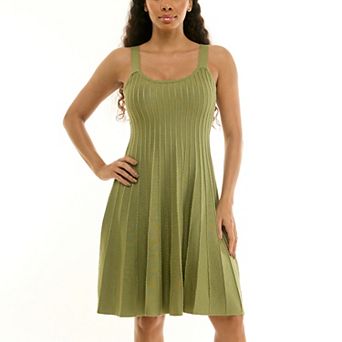 Women's Nina Leonard Sleeveless Fit & Flare Ribbed Sweater Dress