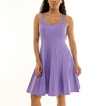 Women's Nina Leonard Sleeveless Fit & Flare Ribbed Sweater Dress