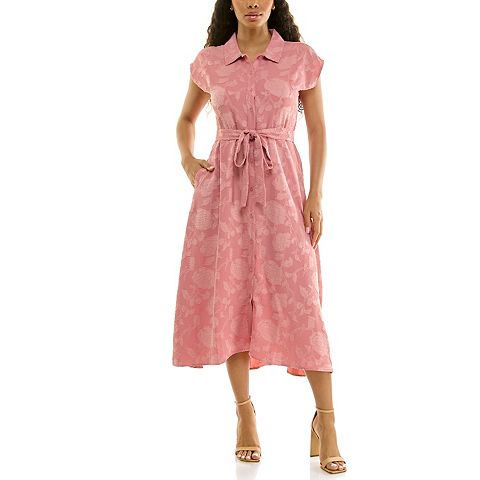 Женские платья Nina Leonard Women's Nina Leonard Button Collar Cap Sleeve Dress