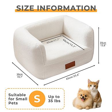 Faux Shearling Dog Bed Couch for Small Medium Dogs up to 35lbs, Orthopedic Elevated Pet Sofa Bed