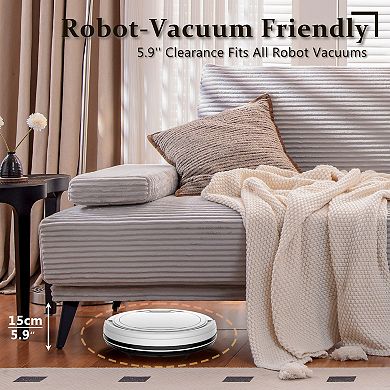 Sectional Sofa Couch Grey Corduroy 4 Seater Modern Modular Armless Sleeper with Removable Pillows