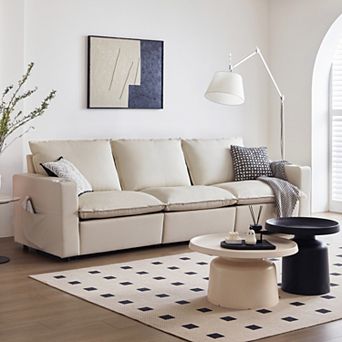 White Genuine Leather Electric Power Reclining Sofa Adjustable Sectional Couch with square handrail