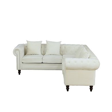 Flannelette 2-Piece Couch Living Room Sofa Set