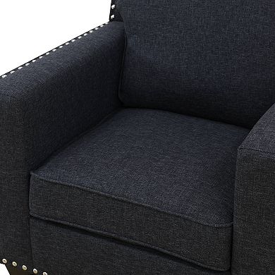 Black Linen Living Room Chair