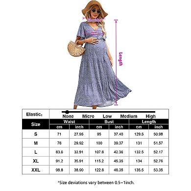 Women Maternity V Neck Flutter Sleeve Dress with Belt
