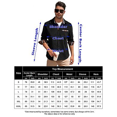 Men's Casual Shirt Corduroy Plaid Button Down Work Shirt Jacket with Pocket Shirts