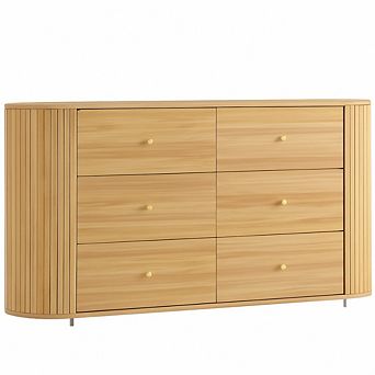 Drawer Dresser, Farmhouse Dresser with Metal Handle, Large Storage Dressers Organizer